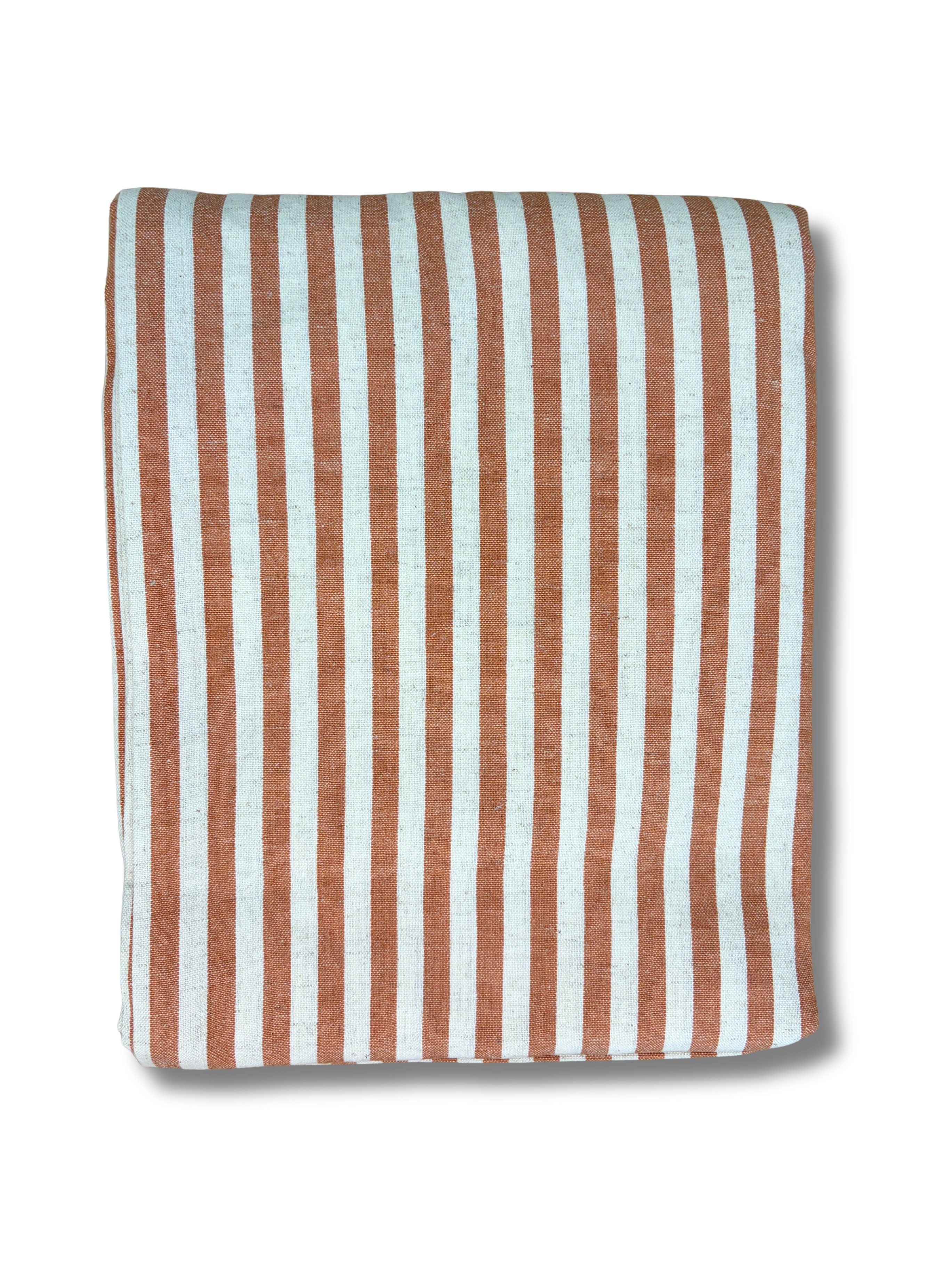 Orange and White Striped Tablecloth