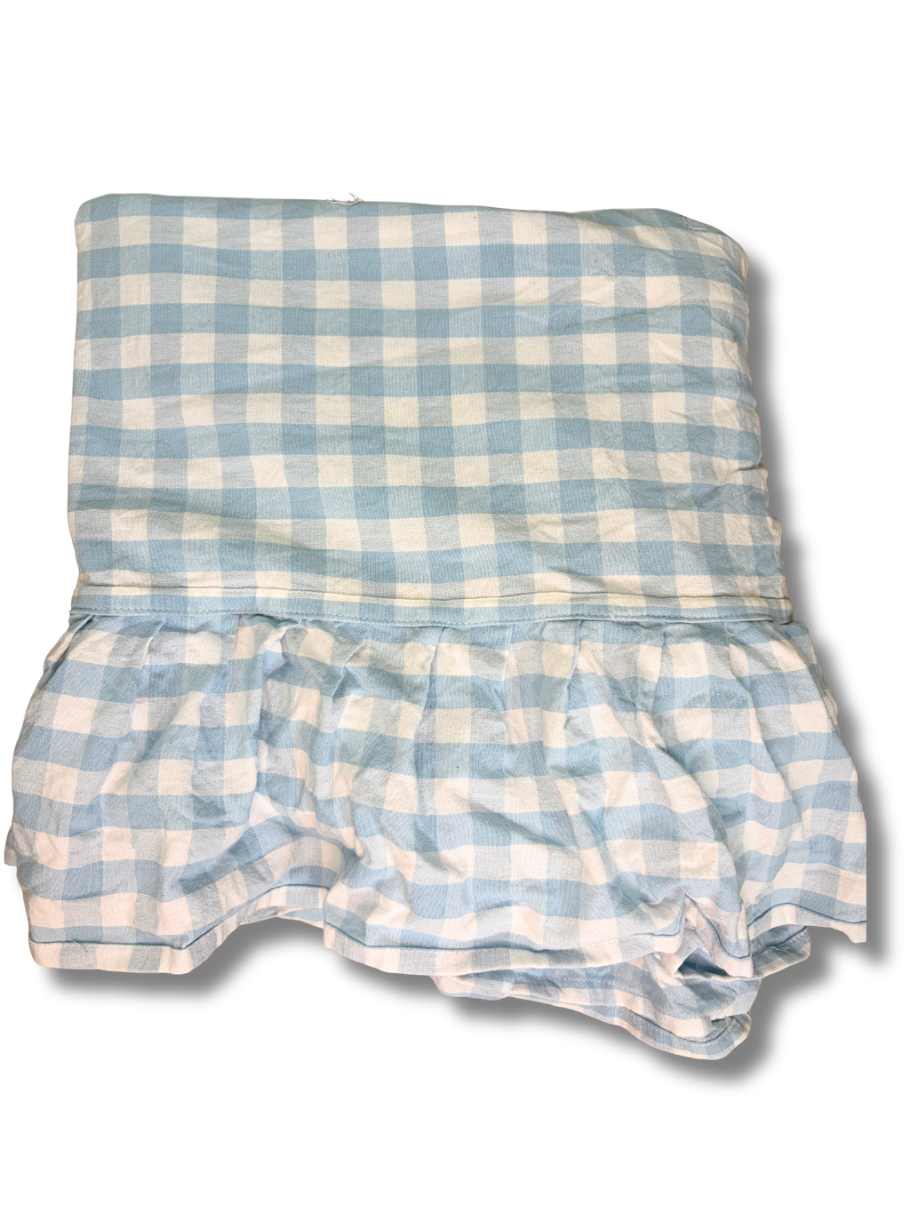 Blue and White Gingham Ruffle Tablecloth