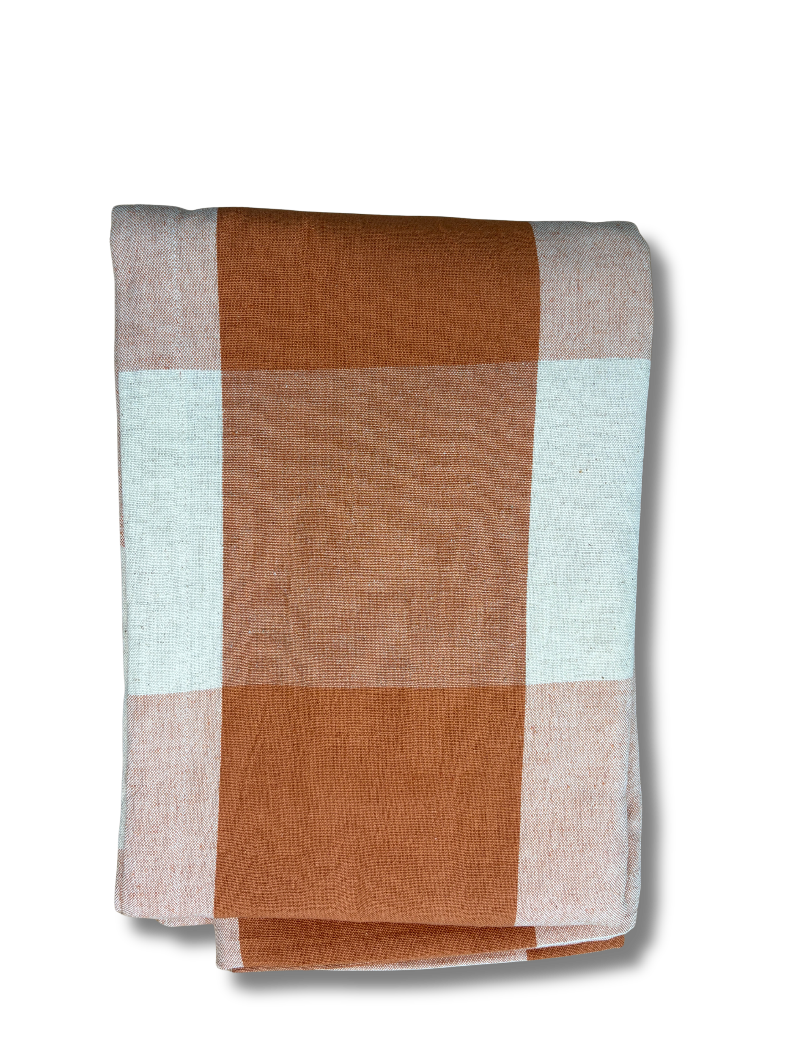 Orange and White Gingham Tablecloth