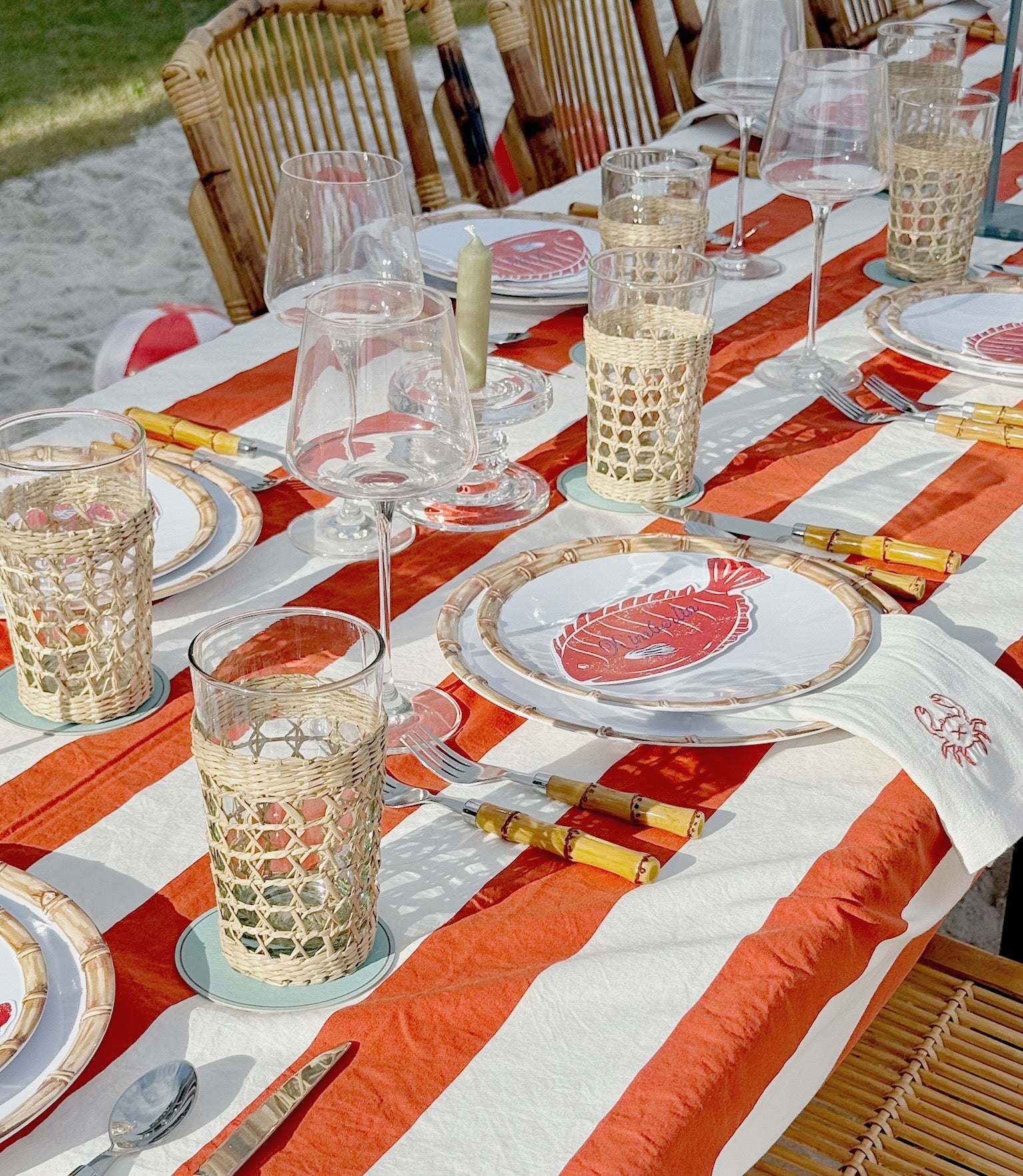 Red and White Stripe Tablecloth